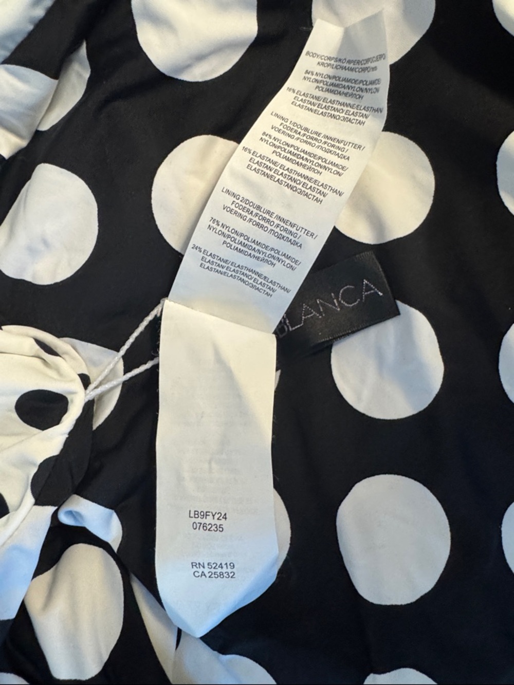 LA BLANCA Reversible Polka Dot High Cut One Piece Swimsuit Size 4 in Black 152 - Picture 11 of 12